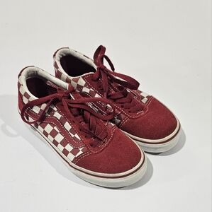 Vans Kids Size 13 Boy Girl Red Checkered Suede Sneakers